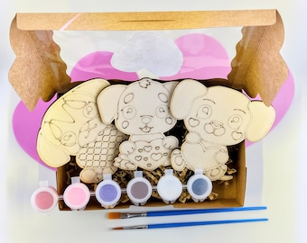 DIY Kids Valentine Puppy Painting Kit / DIY Cute Puppy Paint Kit / DIY Hearts Puppy Paint Kit para niños / Paint Valentine Kit para niños