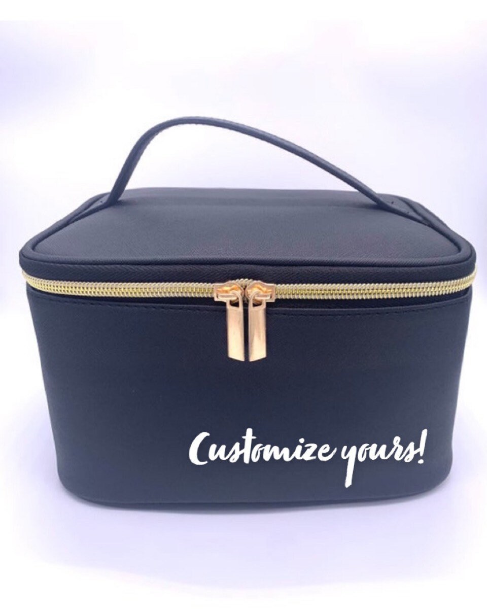 Personalized Train Case Makeup Bag- Bridesmaids / Maid of Honor / Wed…