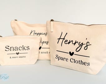 Personalized Canvas Baby Nappy Bag Pouches | Nursery Organizers