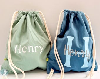 Sac personnalisé avec cordon de serrage en toile de coton - Kit PE, sac de bain, école