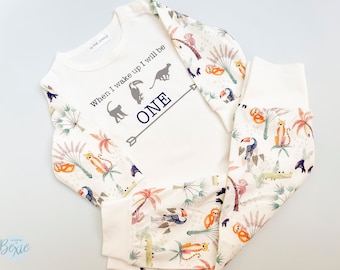 Personalized Jungle 1st Birthday Pajamas | Wild One Cotton Set