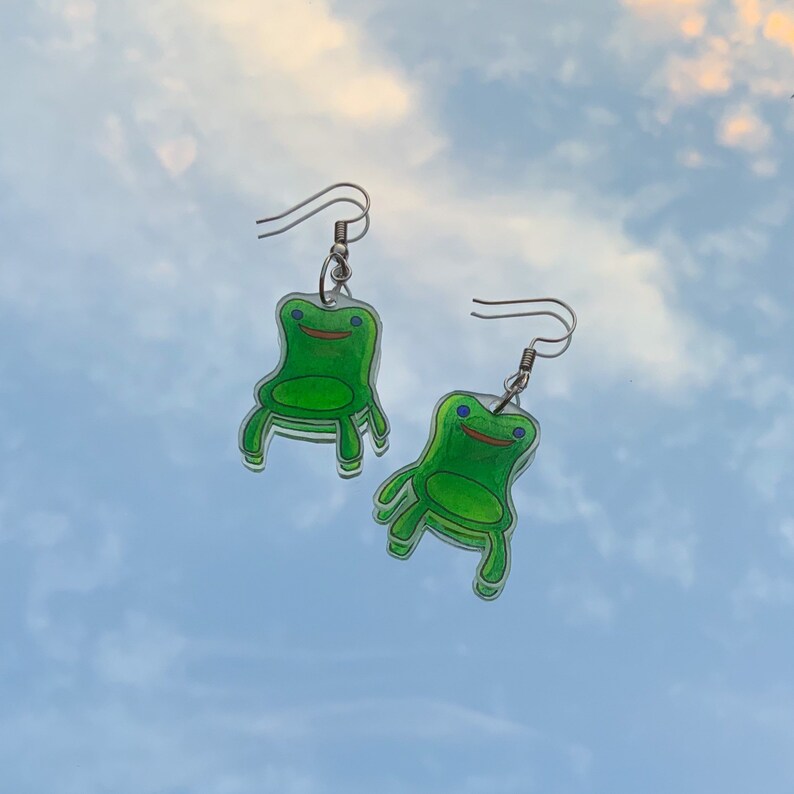 handmade froggy chair animal crossing earrings