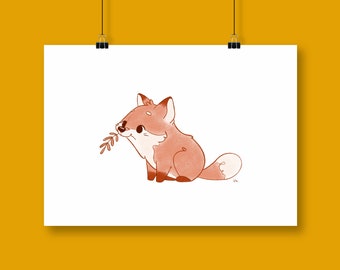 Baby Fox Print Illustration