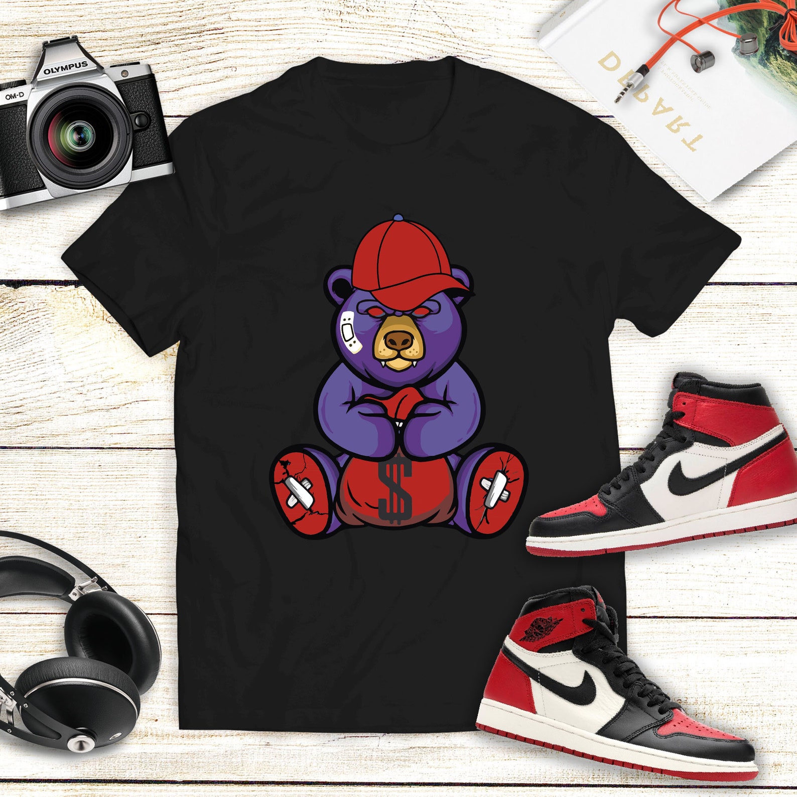 Air Jordan 1 Blue The Great Sneakers Tee Teddy Bear Air | Etsy