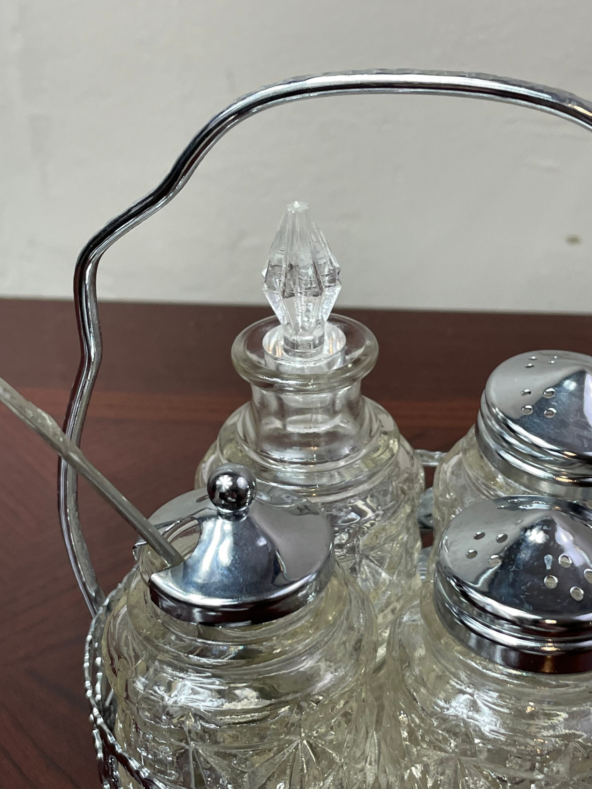 Queen Anne By mayell & co Cruet set cut glass Silver platted Etsy