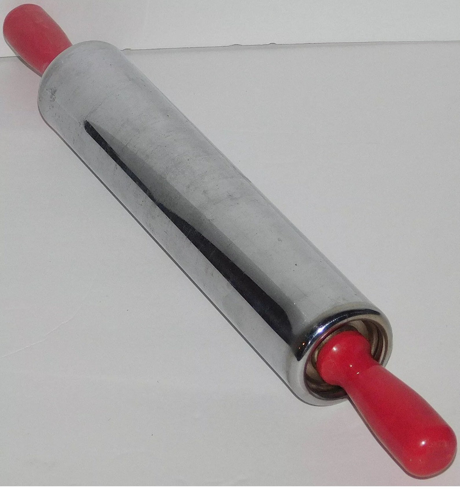 Vintage ROLLING Pin Red Handles Steel Metal Vintage 15 3/4 Etsy