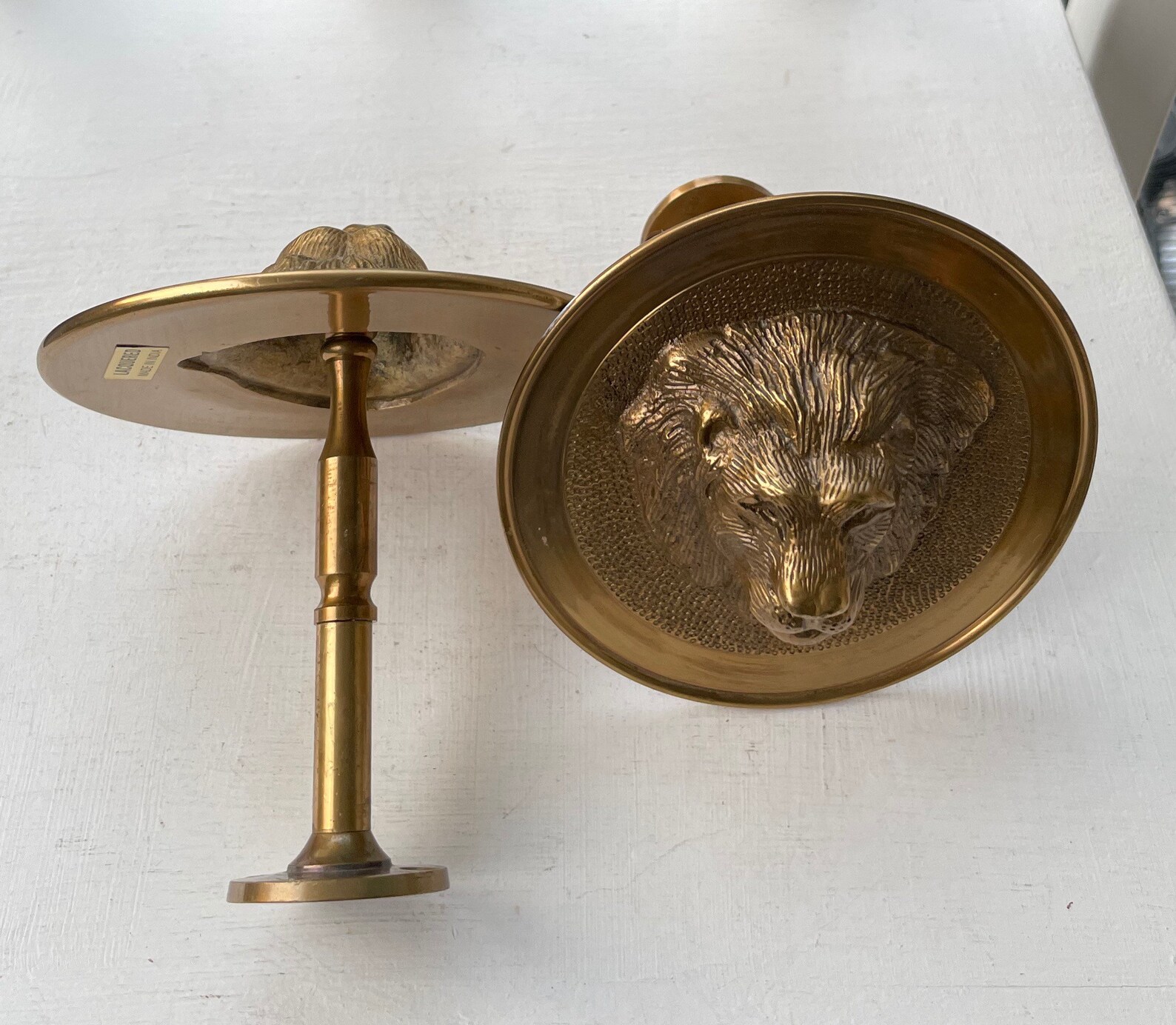 2 Vintage Brass Lion Head Medallion Curtain Tie Backs Etsy