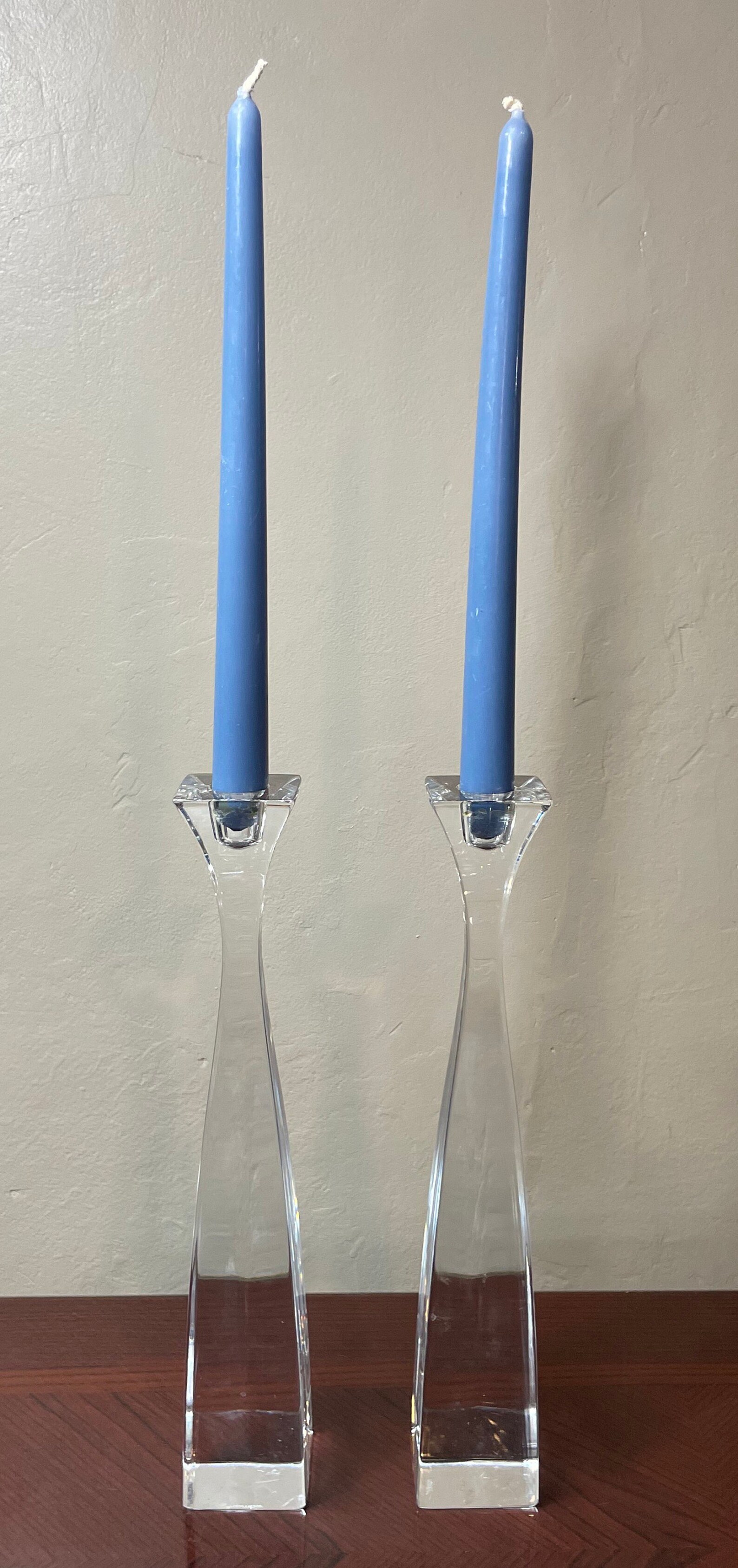 Vintage Mid Century sleek Nambe pair Crystal Planar Candle Etsy