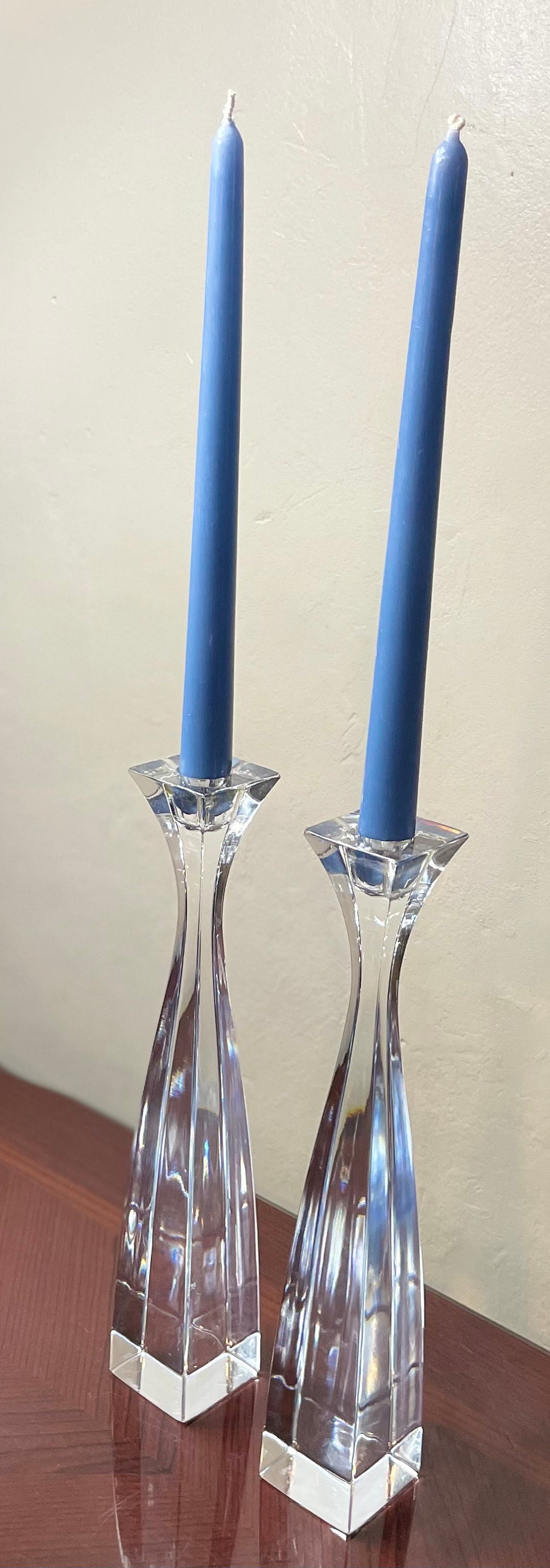 Vintage Mid Century sleek Nambe pair Crystal Planar Candle Etsy