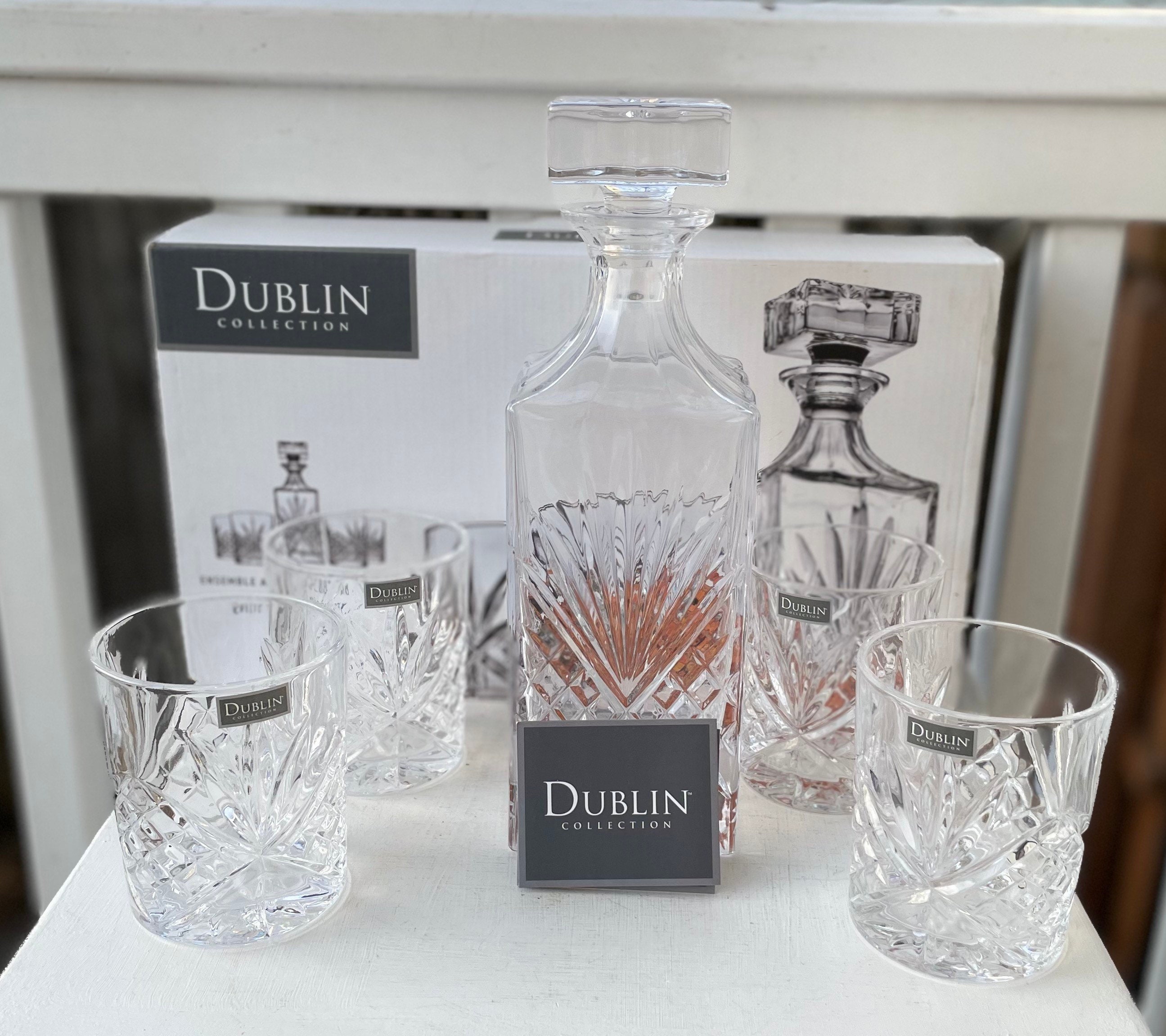 Dublin collection Shannon by Godinger Five piece Whiskey set Etsy