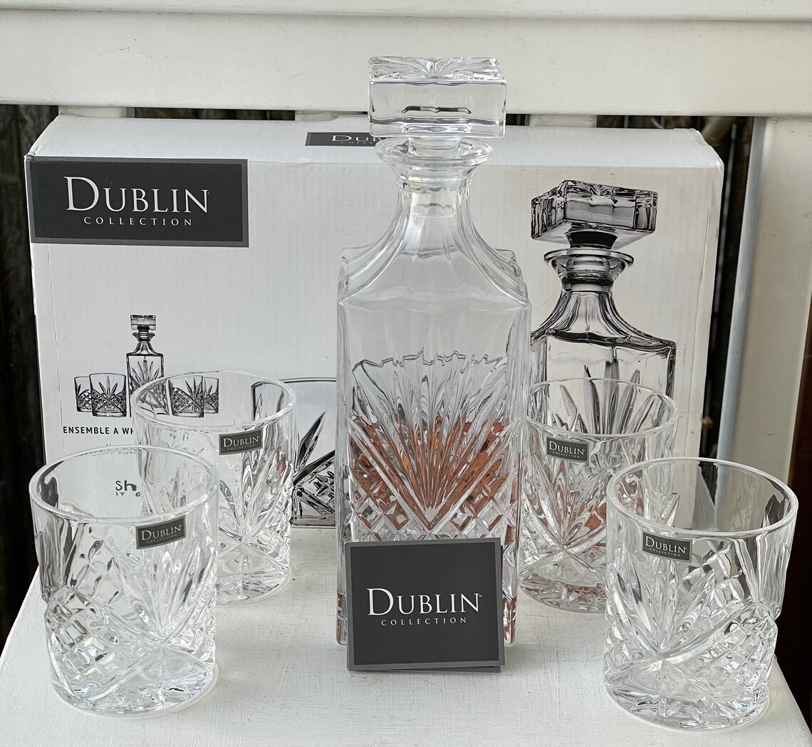 Dublin collection Shannon by Godinger Five piece Whiskey set Etsy