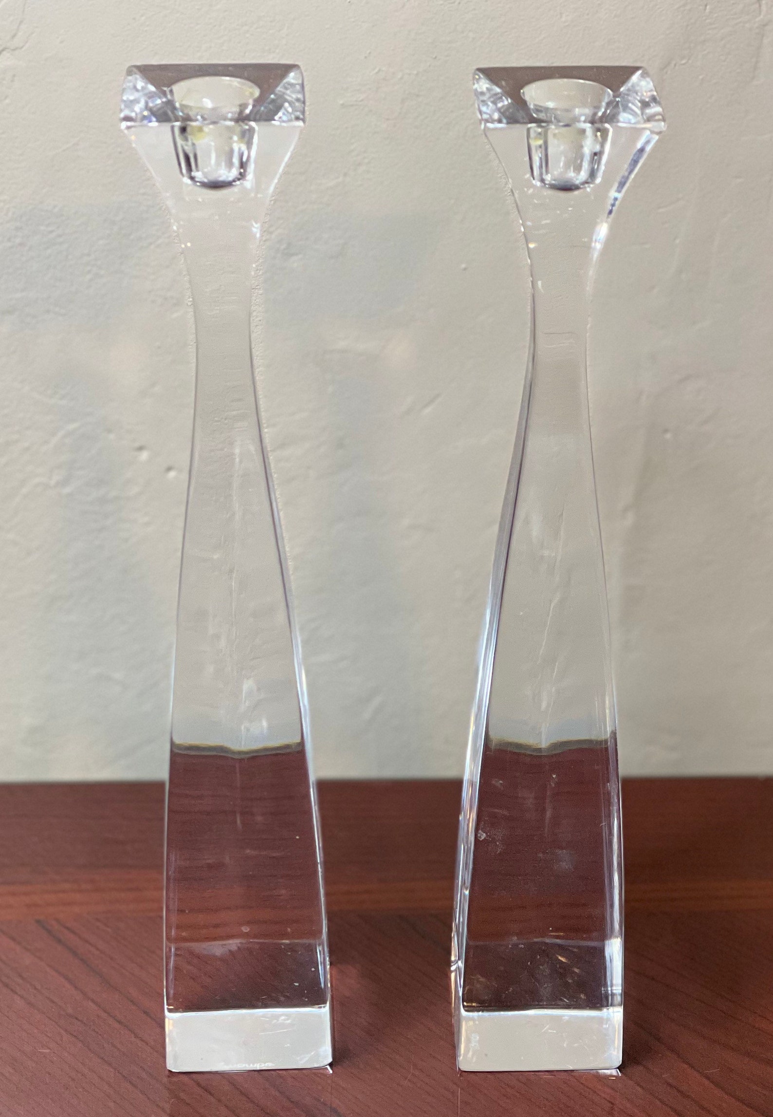 Vintage Mid Century sleek Nambe pair Crystal Planar Candle Etsy