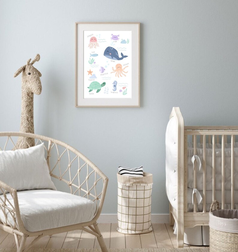Under the Sea Print, Ocean Animals Printable Wall Art, Kids Learning ...