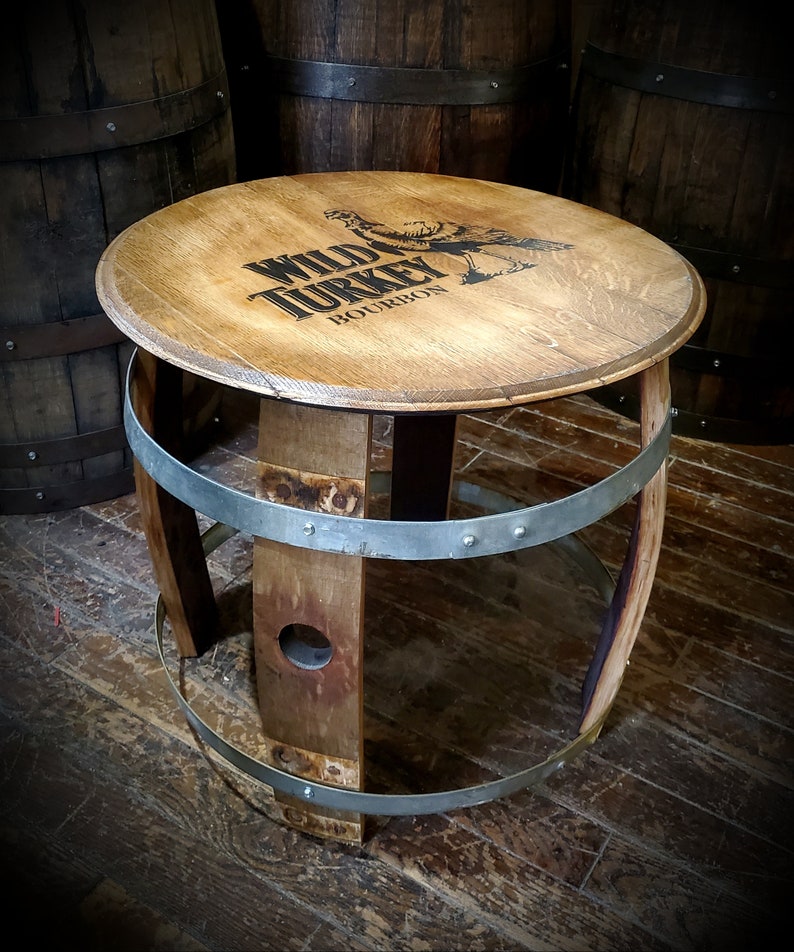 End Table Made From Whiskey/wine Barrel End Cap and Rings. Etsy