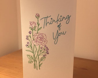 Embroidered ‘Thinking of You’ Greeting Card