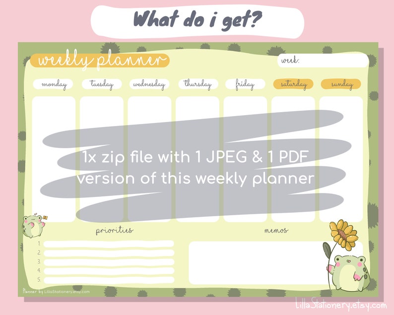 Weekly Planner Printable, Cute Weekly Planner, Kawaii Weekly Planner ...