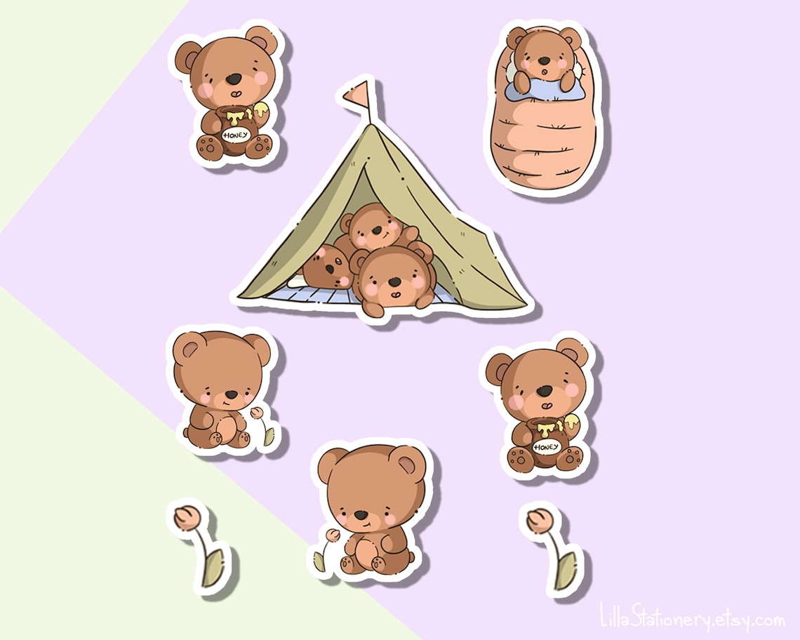 Süße Bär Sticker kawaii Sticker Pack Sticker Sheet Journal - Etsy