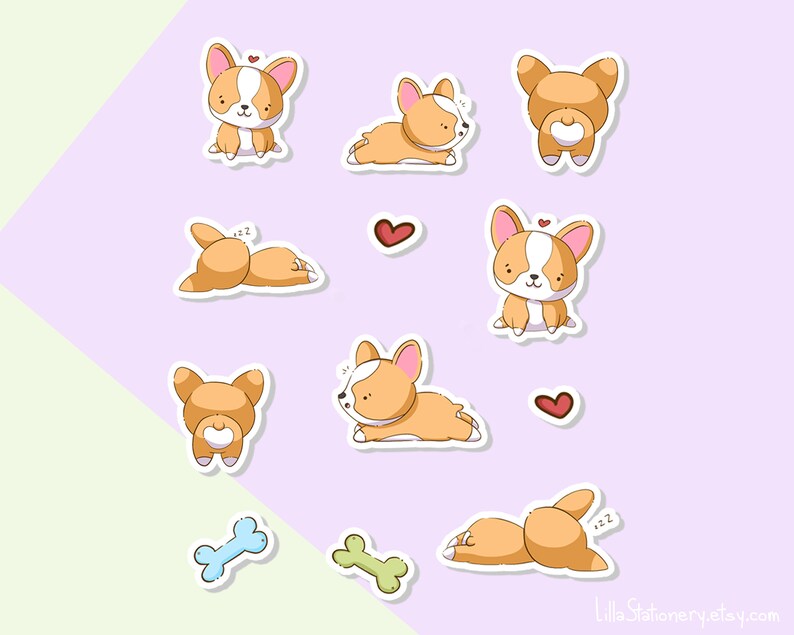 Kawaii stickers kawaii corgi stickers journal stickers Corgi sticker sheet Cute stickers pack Cute Corgi stickers Kawaii sticker sheet