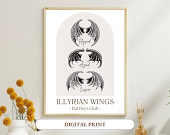 ACOTAR Art Print, Rhysand, Cassian, Azriel, Digital Art Print, Sarah J Maas Print, Ilyrian Bat Boys Wings, Night Court Print, Velaris Print