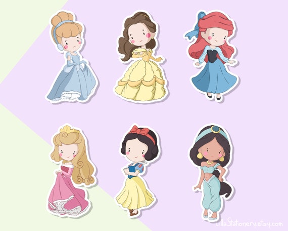 Pegatinas de princesas de Disney, hoja de pegatinas Kawaii, pegatina de  Cenicienta, pegatina Belle, pegatinas, lindo, pastel, pegatinas lindas del  planificador, chibi -  España