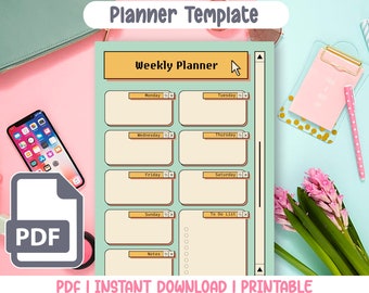 Weekly Planner Digital, Weekly Planner Printable, Weekly Planner PDF, Weekly Planner Download, Weekly Planner Page, Cute Weekly Planner