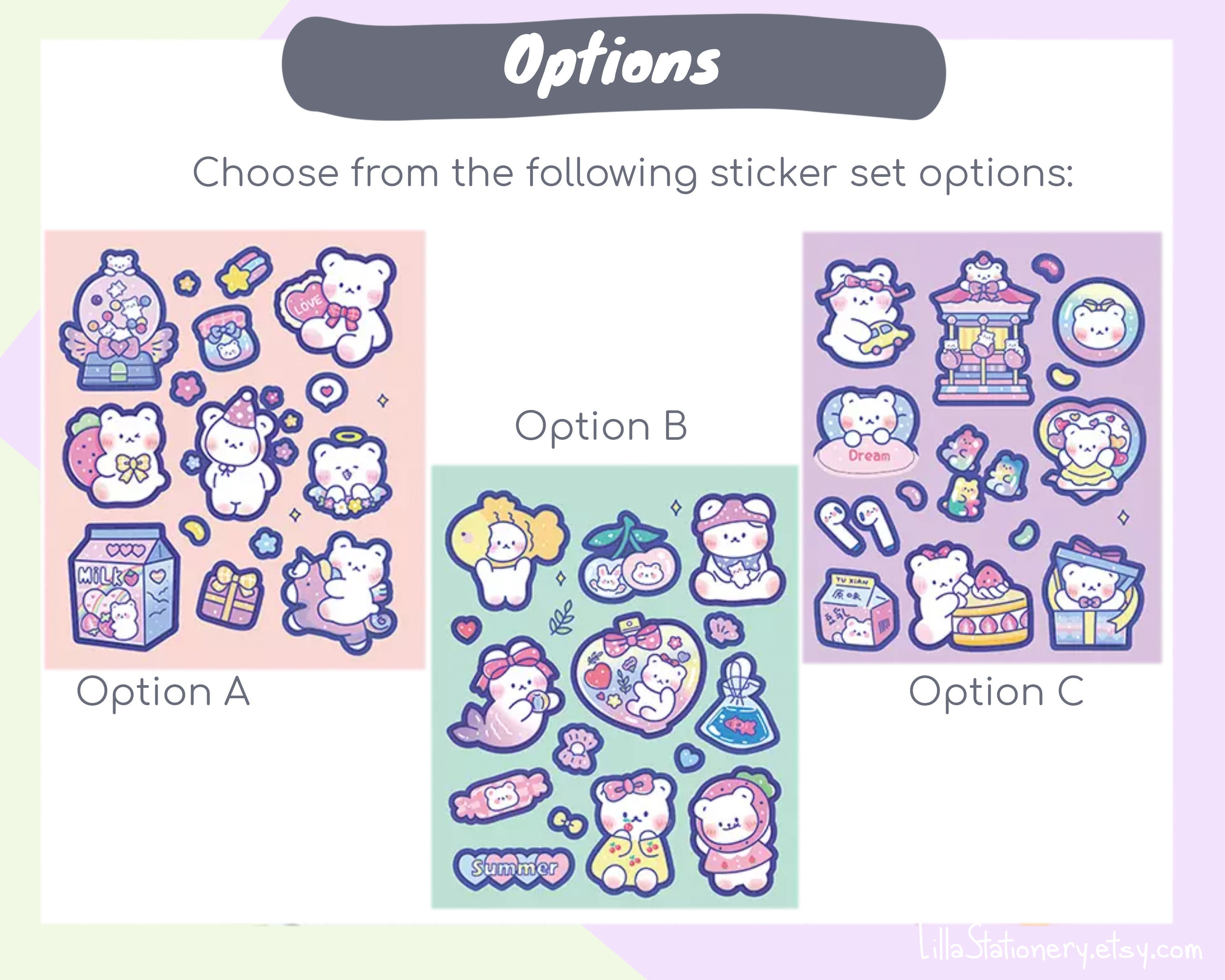 Kawaii Bear Stickers Cute Bear Stickers Kawaii sticker pack Etsy