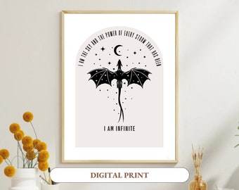 Poster della Quarta Ala, Stampa artistica del Cavaliere del Drago, Merchandising del Basgiath War College, Arte murale con citazioni di libri, Cavaliere del Drago, Stampa artistica digitale