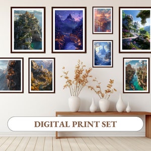 Prythian Courts Gallery Wall, Velaris Print, ACOTAR digital art prints, Night Court, Spring Court, A Court of Thorns and Roses posters