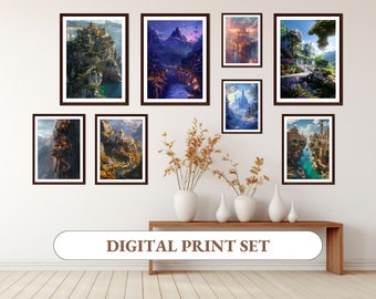 Prythian Courts Galeriewand, Velaris Druck, ACOTAR digitale Kunstdrucke, Nachtgericht, Frühling Gericht, Ein Gericht der Dornen und Rosen Poster