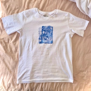 Handprinted Original Sardine Can Handcut lino print baby Tee Brand New