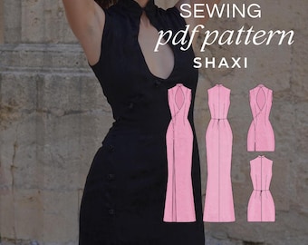 Shaxi Sewing Pattern PDF | Qipao Chinese Dress Pattern | Mandarin Collar Fitted Dress | Sizes 32-50 | Instant Download | A4 & Full Size