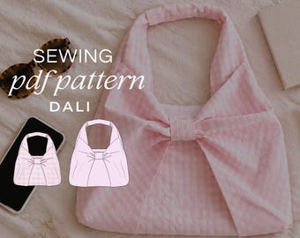 Dali bag Sewing Pattern PDF | Bow Bag Pattern | Knot Shoulder Bag | Lined Tote Bag Pattern | 2 sizes S/M | Instant Download | A4 & Full Size