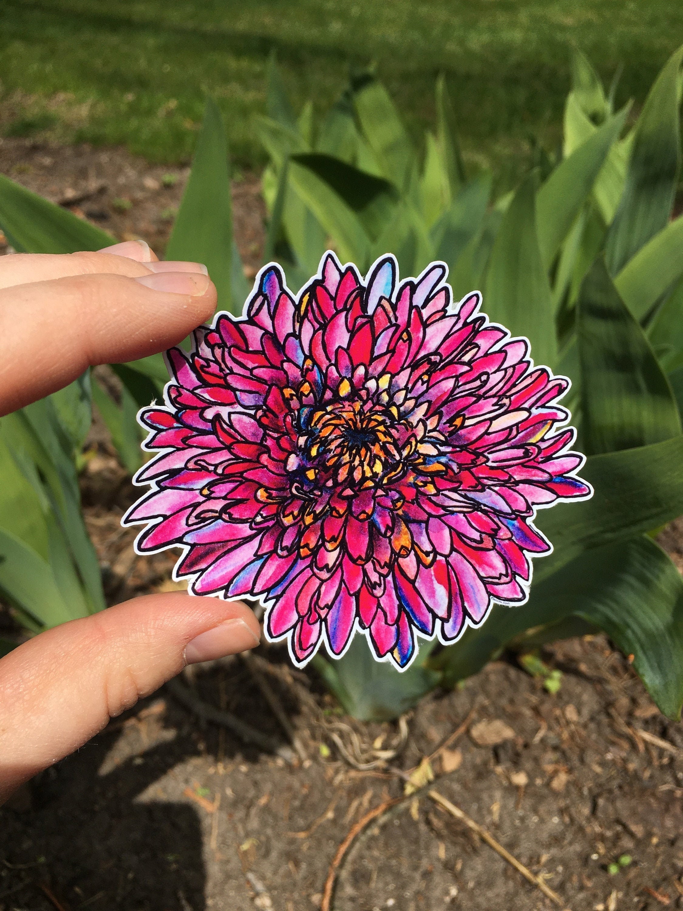 Paper & Party Supplies Stickers, Labels & Tags Wildflower Sticker Chrysanthemum Sticker Flower