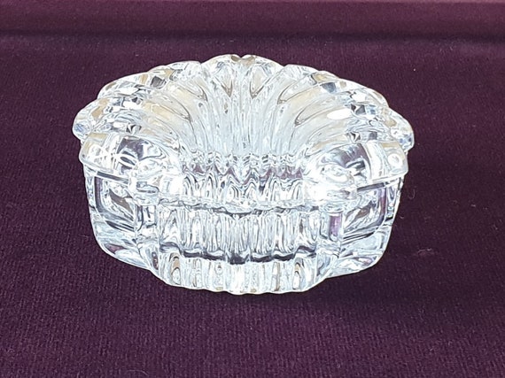 Gorham Crystal Shell Trinket Pot, Vintage Cut Gla… - image 2