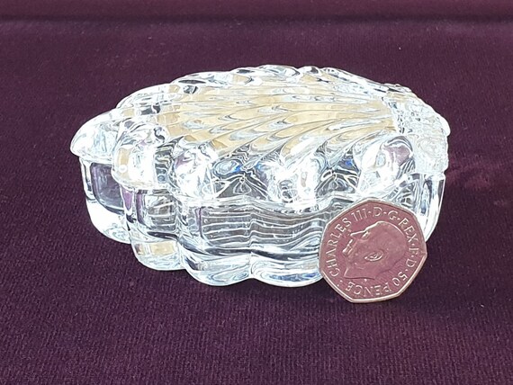 Gorham Crystal Shell Trinket Pot, Vintage Cut Gla… - image 10