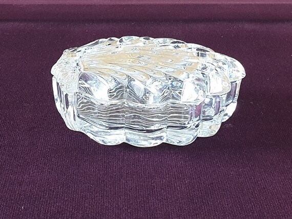 Gorham Crystal Shell Trinket Pot, Vintage Cut Gla… - image 3