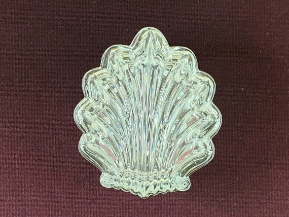 Gorham Crystal Shell Trinket Pot, Vintage Cut Gla… - image 1