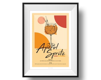 Aperol Spritz Recipe Print | Fine Art | Colour | Wall Art | Cocktails | Kitchen | Decor | A4 | A3 | A2