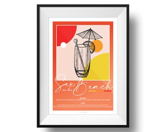 Sex on the Beach Recipe Print | Fine Art | Colour | Wall Art | Cocktails | Kitchen | Decor | A4 | A3 | A2