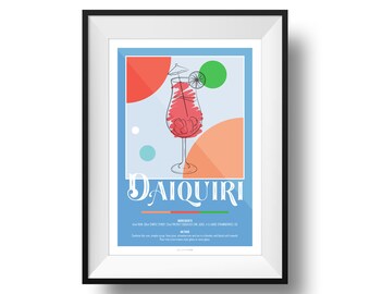 Daiquiri Recipe Print | Fine Art | Colour | Wall Art | Cocktails | Kitchen | Decor | A4 | A3 | A2