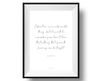Oscar Wilde Education Print | Fine Art | Colour | Wall Art | Interiors | Inspirational | Quotes | Decor | A4 | A3 | A2