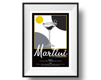 Martini Recipe Print | Fine Art | Colour | Wall Art | Cocktails | Kitchen | Decor | A4 | A3 | A2