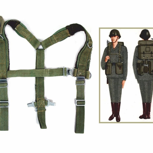 Military suspenders, Green Linen suspenders, gift for military man, post apocalyptic army larp costume