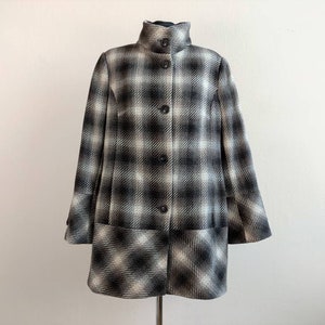 Karierter Wollmantel, 42 Wolljacke, karierter Damenmantel