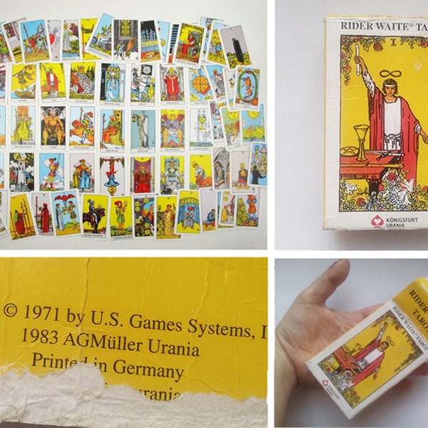 1983 vintage tarot card deck complete, rider waite tarot cards vintage full deck print 1980s