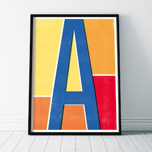 Impressão de letras personalizadas-impressão sob medida, impressão inicial, arte de parede de letras, decoração de casa, impressão de letras em negrito, suspensão de parede de letras