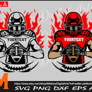 Football Player On Fire svg, American Football Svg, Football Name svg for Cricut, CNC, Laser, Vinyl Cutter, Decal Sticker, T-Shirt File.