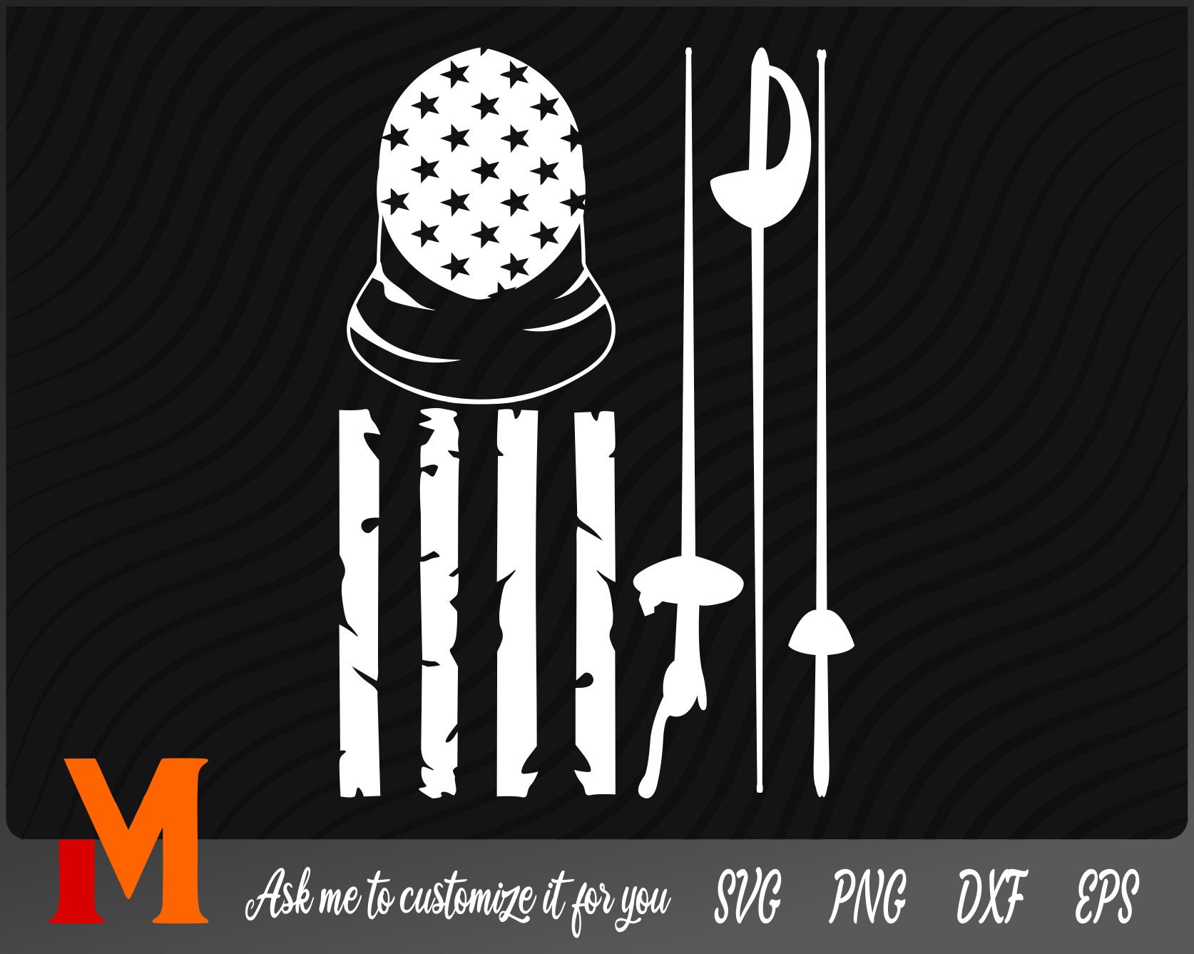 Cool Patriotic US Flag Fencing Svg Fencing Sword Svg Fencing Etsy