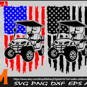 Patriotic US Flag Golf Cart svg, Golf Transporter svg, Golfing svg - Cricut, CNC, Laser, Vinyl Cutter, Decal Sticker, T-Shirt File.