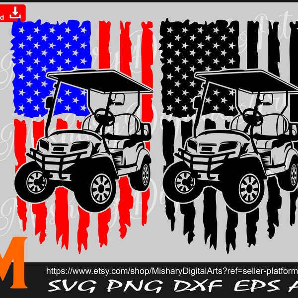 Patriotic US Flag Golf Cart svg, Golf Transporter svg, Golfing svg - Cricut, CNC, Laser, Vinyl Cutter, Decal Sticker, T-Shirt File.